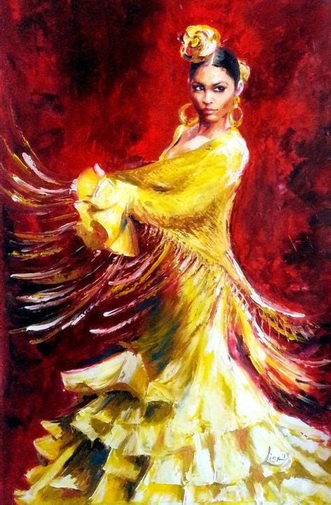 Original Oil Painting Flamenco Dancer Dancing Female In 2019