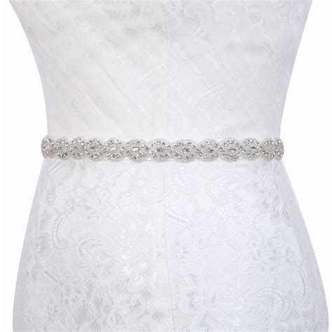 Inofinn Crystal Wedding Belts Satin Rhinestone Wedding Dress Belt