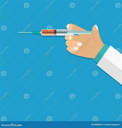 Hand Holding Medical Syringe Stock Vector Illustration Of Clinic