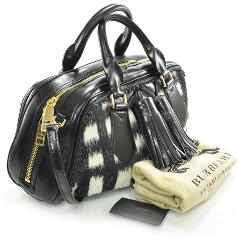 Burberry Wool And Alpaca Tassel Embellished Check Bowling Bag 28016
