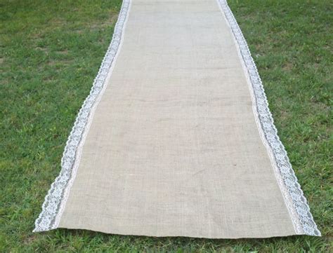 20 Ft Long Wedding Burlap Aisle Runner With Natural Lace