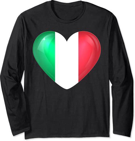 heart italia italian flag design long sleeve t shirt clothing shoes and jewelry