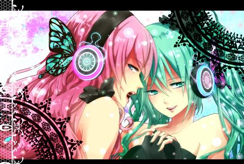 Vocaloid Blue Eyes Butterfly Green Eyes Green Hair Hatsune Miku Headphones Magnet