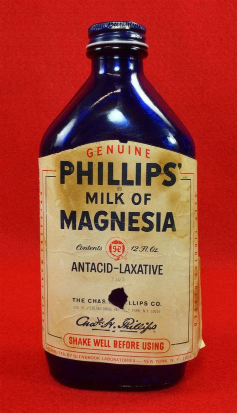 Vintage Phillips Milk Of Magnesia Cobalt Blue Glass Bottle 12 Oz With