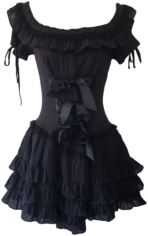 Vintage 00 S Rare Gothic Sheer Black Striped Mini Dress With Ruffles And Lace Shop Thrilling
