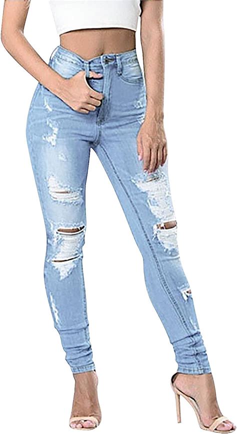 tangtangyi ripped jeans womens sexy print ripped jeans plus size chic trousers uk