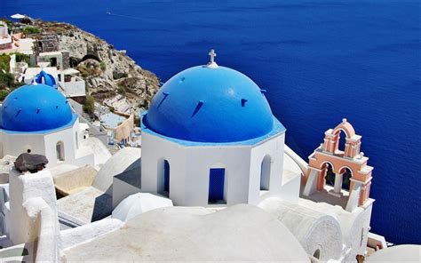 Download Wallpapers Oia 4k Aegean Sea Santorini Romantic Places