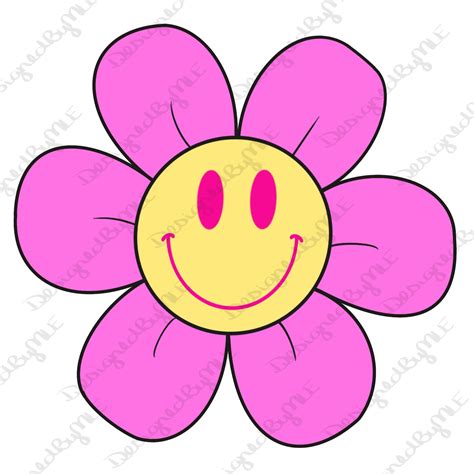 Happy Face Flower Svg Png  Flower Smiley Face Flower Etsy