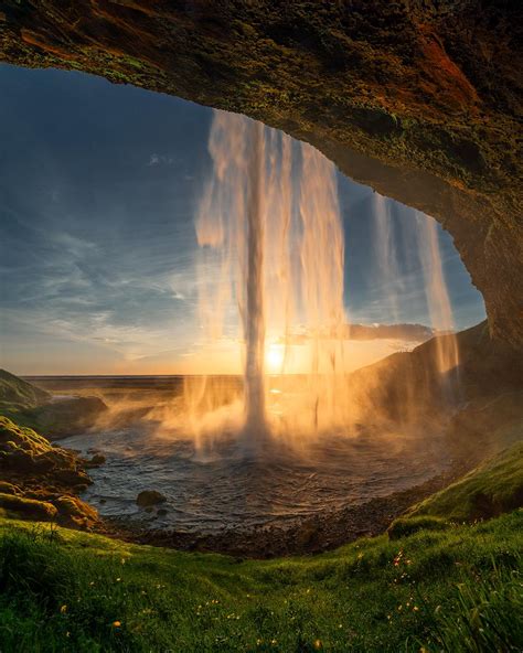 Interesting Photo Of The Day Sunset Behind An Icelandic Waterfall