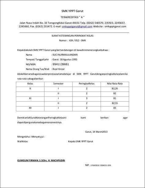 Contoh Surat Keterangan Prestasi Siswa Dari Kelas 1 Surat Keterangan