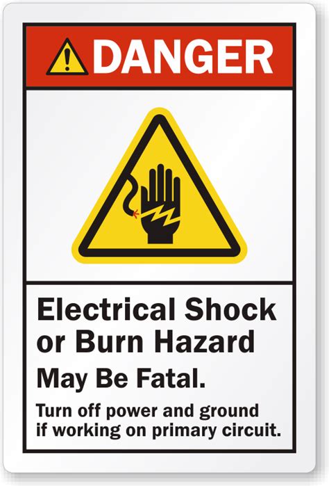 Danger Electrical Shock Or Burn Hazard May Be Fatal Label Sku Lb
