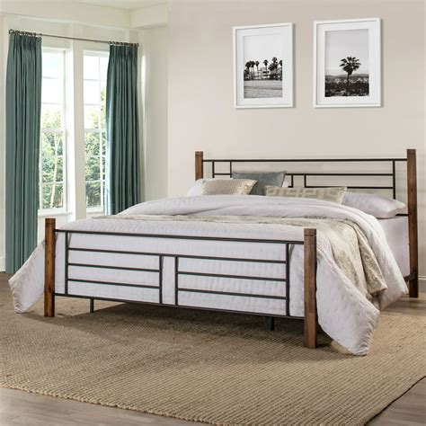 Hillsdale Furniture Raymond King Metal Bed With Weathered Dark Brown