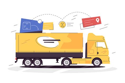 Cargo Truck Deliver Cargo Order To Its Destination Stock Illustration