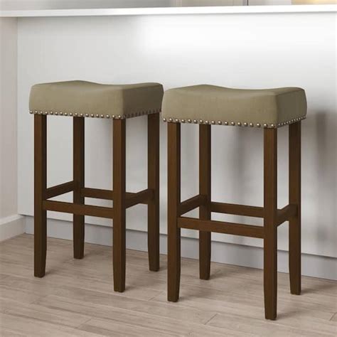 Nathan James Hylie 29 In Nailhead Wood Pub Height Counter Bar Stool