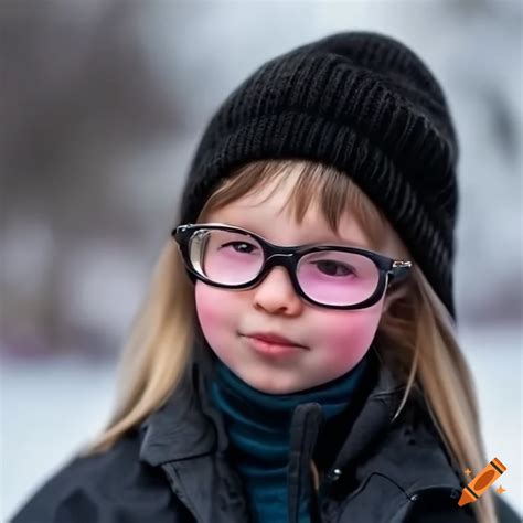 Portrait Of A Cute Nearsighted Girl With Glasses On Craiyon