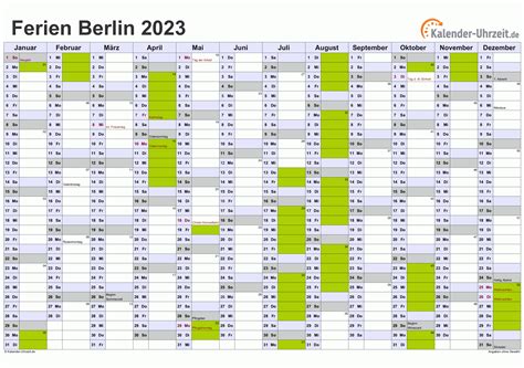 Ferien Berlin 2023 Ferienkalender Zum Ausdrucken