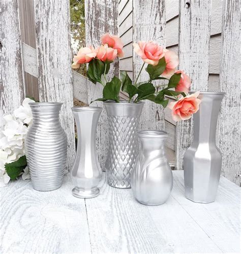 Decor Metallic Silver Upcycled Vases Set Of 5 2454886 Weddbook