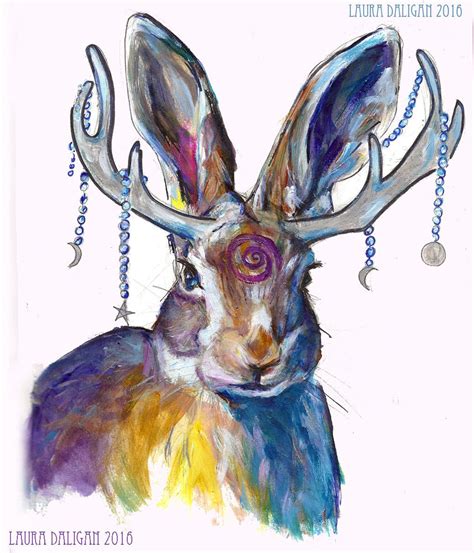 The Mysterious Jackalope Print Of An Original Painting Etsy Uk