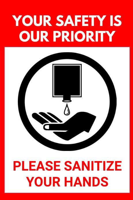 Sanitize Your Hands Sign Board Template Postermywall
