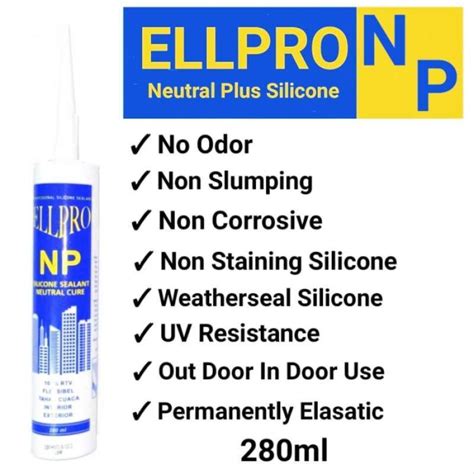 Promo Lem Kaca Lem Beton Lem Acp Lem Atap Ellpro Np Plus Silicone