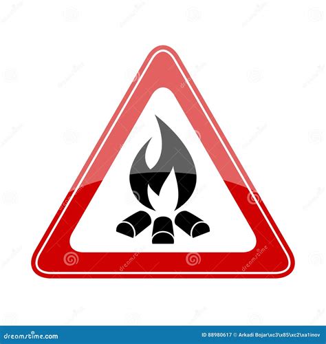 Fire Warning Triangle Sign Stock Vector Illustration Of Heat 88980617