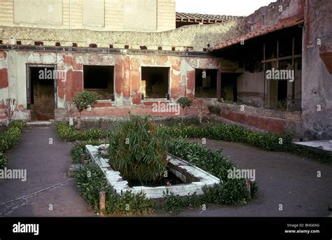Garden In The Courtyard Of The Roman Villa The House Of The Stags