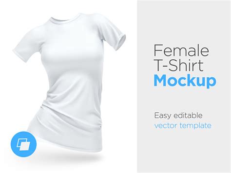 realistic template blank white woman tshirt cotton clothing empty mock  stock illustration