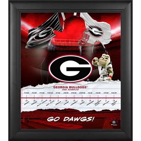 Georgia Bulldogs Framed 15 X 17 2022 Game Day Schedule Collage In