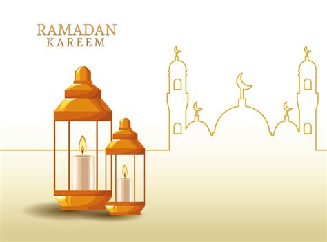 Ramadan Kareem With Lantern And Mosque Shape 688207 Vector Art At Vecteezy