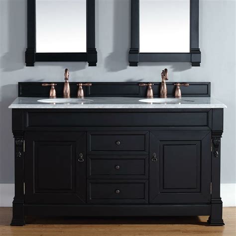 The bathroom vanity is one of the key focal points of any bathroom. James Martin Furniture Brookfield 60" Double Antique Black ...