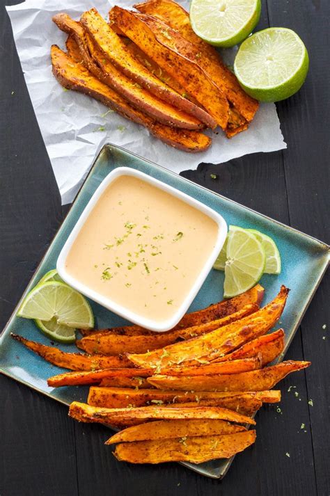 Serve the dipping sauce with the sweet potato fries. Chili Lime Sweet Potato Fries with Honey Chipotle Dipping ...