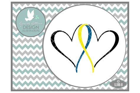 Symbol of down syndrome awareness. Down Syndrome Awareness Ribbon with Hea | Design Bundles