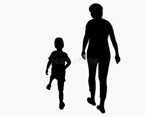 Mother And Son Silhouettes Stock Vector Illustration Of Together