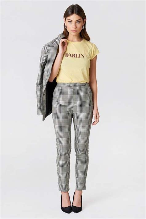High Waist Checkered Suit Pant Checkered Suit Suit Pant Suits For Women