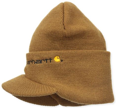 Carhartt Mens Knit Hat With Visor Brown One Size At Amazon Mens