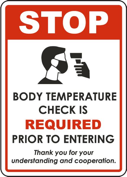 Stop Body Temperature Check Required Sign Get 10 Off Now