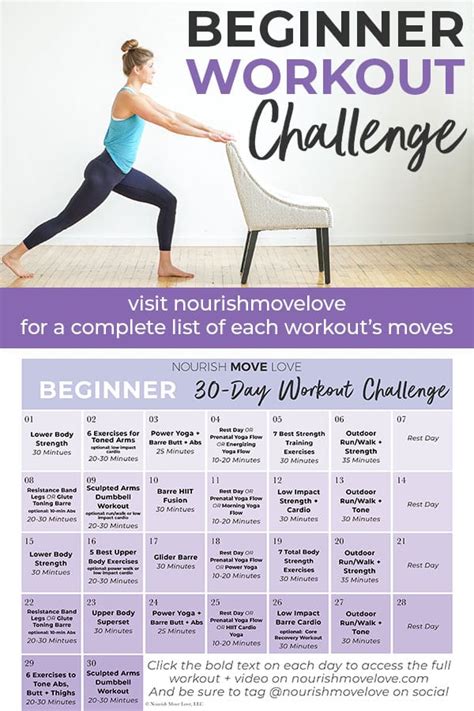 Day Beginner Workout Plan W Youtube Videos Nourish Move Love
