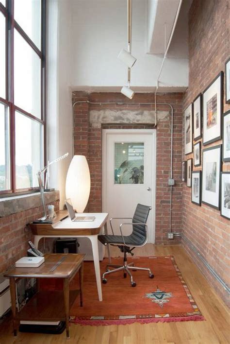 Systematic And Stylish Brick Wall Home Offices Interior