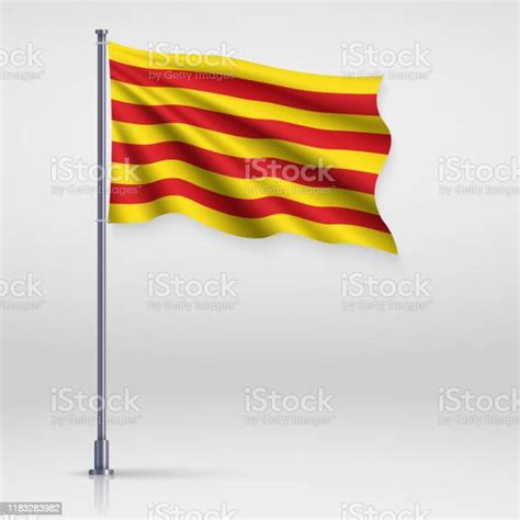 Waving Flag Of Catalonia On White Background Stock Illustration