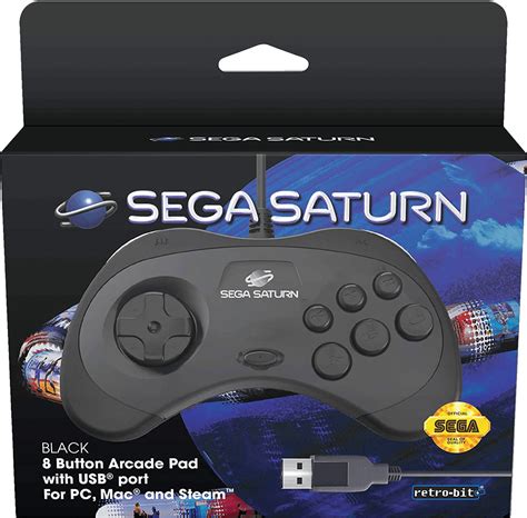 Retro Bit Sega Saturn 8 Button Usb Controller Black Pcnew Buy