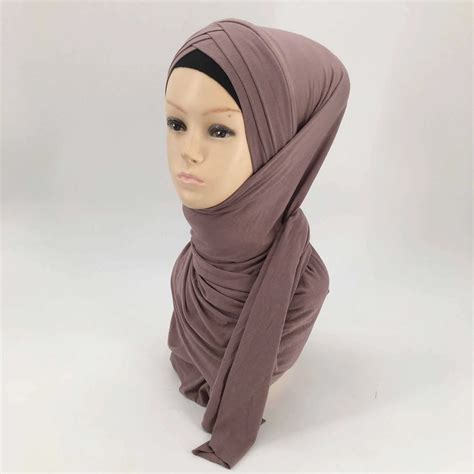 2019 popular islamic muslim instant hijab stretch three pre stitched layers cross jersey hijab