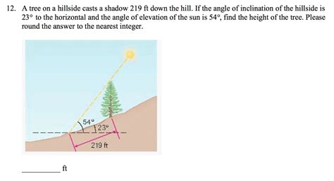 Solved A Tree On A Hillside Casts A Shadow 219 Ft Down The