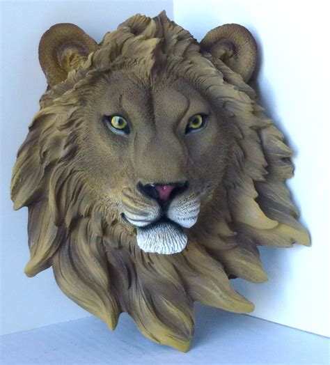 Safari Wild Lion Head Totem Statue Figurine Dwk H925 X D4 X W8