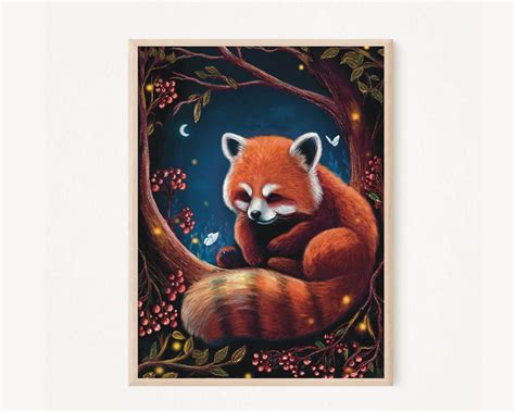 A4 A5 Red Panda Art Print Red Panda Wall Art Cute Panda Art Red Panda