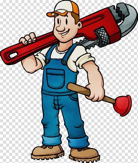 Cartoon Solid Swinghit Plumber Construction Worker Watercolor Paint