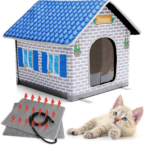 Toozey Heated Cat Houses For Cats Indoors And Outdoors Waterproof And