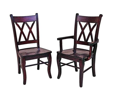 These double x back chairs pair perfectly with our tables (excluding pub hieght tables). Double X Chair for $290.00 in Dining Chairs | Amish Furniture