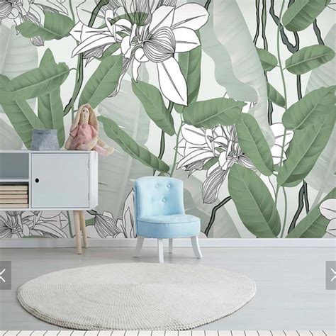 3d Tropic Wallpaper Printing Mural Tropical Rain Forest Banana Leaf