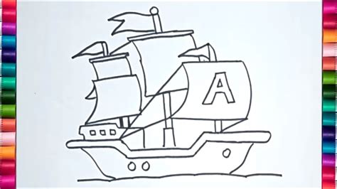 Menggambar Dan Mewarnai Perahu Layar Untuk Anak Tk Paud Dan Sd Youtube