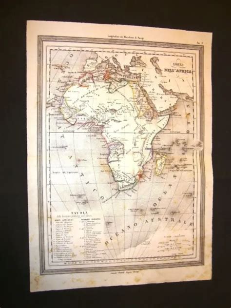 CARTA GEOGRAFICA O Mappa Marmocchi Del 1876 L Africa Divisioni